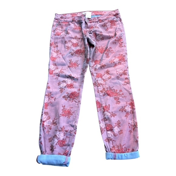NWT  Y2K Arden B Womens Red Floral Boho Metallic Denim Jeans 12 - Picture 1 of 5